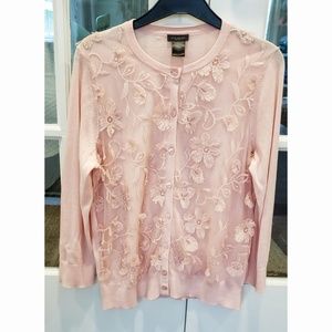 Ann Taylor Embroidered Floral Button Up Cardigan